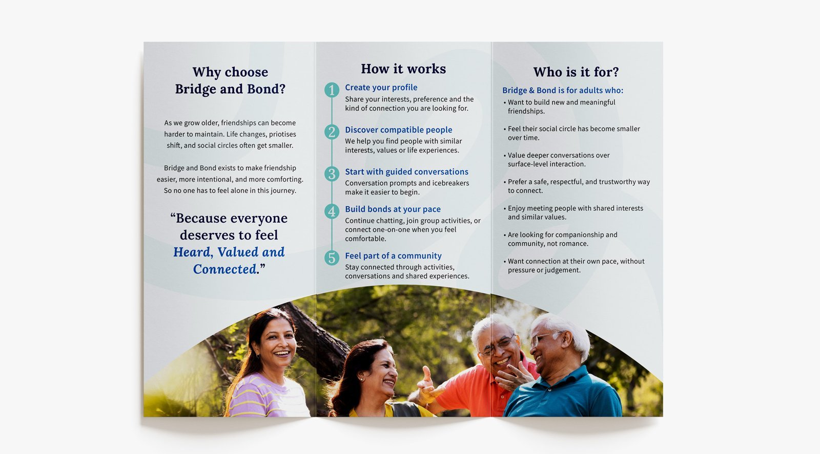 Bridge and Bond brochure back mockup
