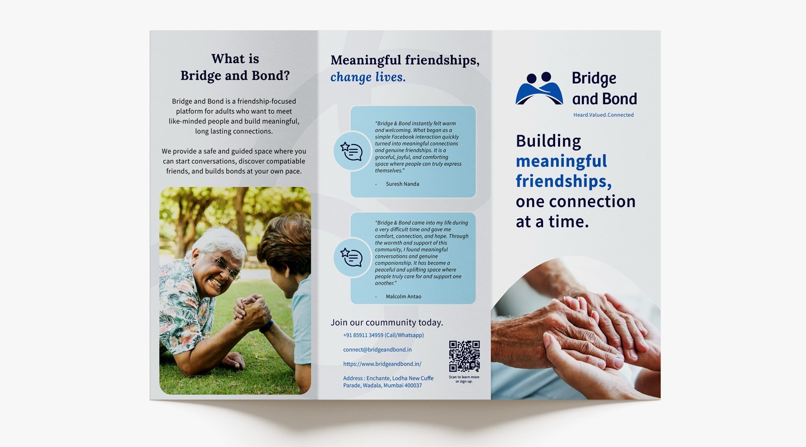 Bridge and Bond brochure front mockup