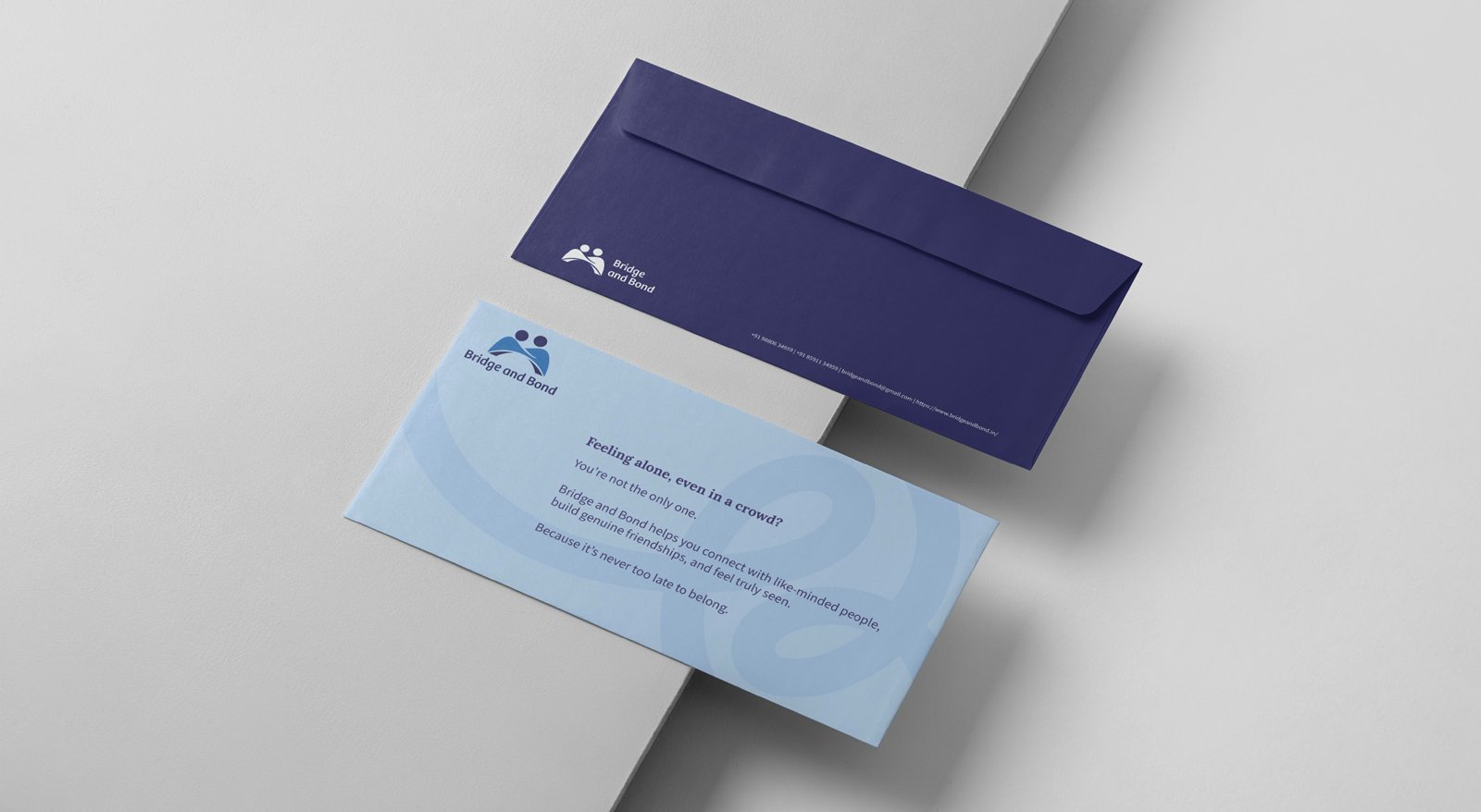 Bridge and Bond envelope and flyer mockup